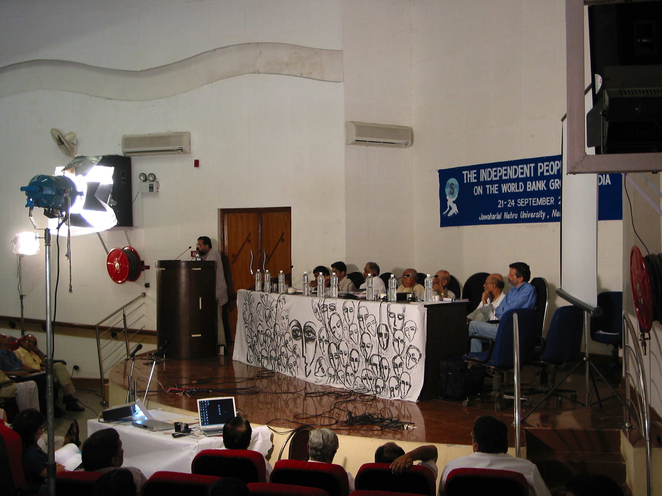 The jury panel listens to testimony at the Independent People's Tribunal